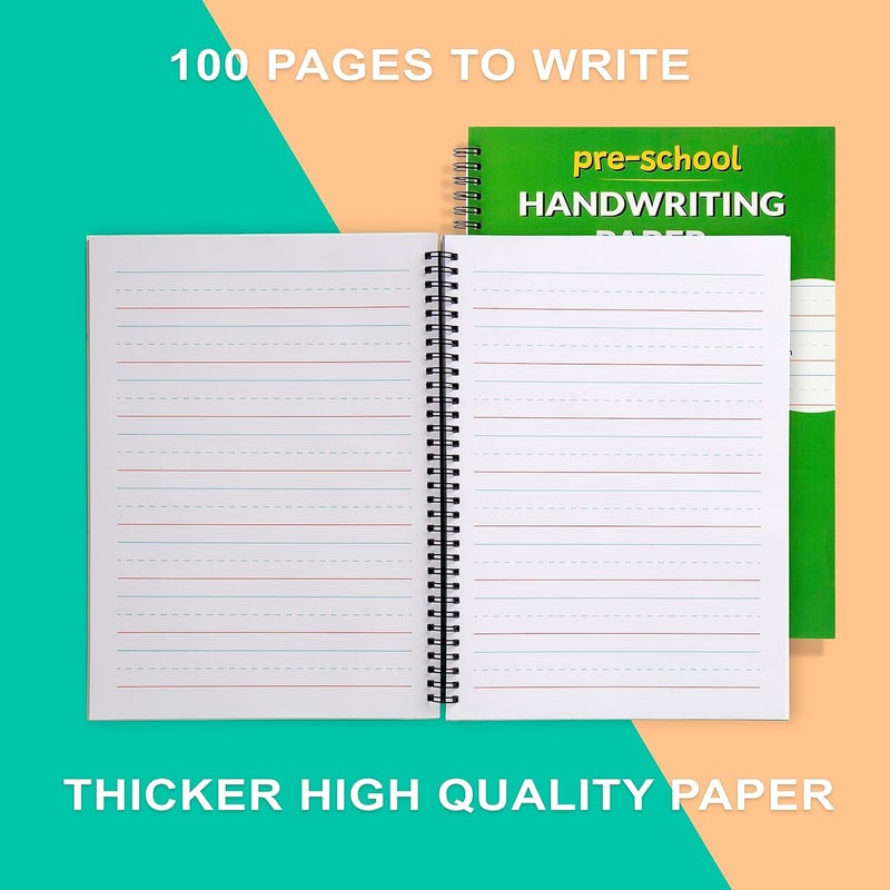 Learning Owl A4 Lined Handwriting Practice Notebook for Kids – Dotted Midline, Spiral Bind, Pre-K, Kindergarten, 100 Thick Pages (4, Green Dino) - Image 4